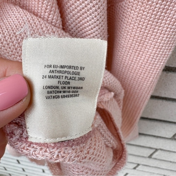 Anthropologie Deletta Millipa Peach Oversized Boho Cold-Shoulder Knit Sweater - Picture 9 of 13